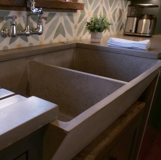 concrete washtub sink